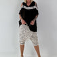 Leinen Shirt mit Pailletten und Cold Shoulder - schoko