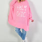 Oversized hoodie model "Holy Chic" - roze-wit