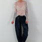 Mesh Shirt mit Punkten - creme