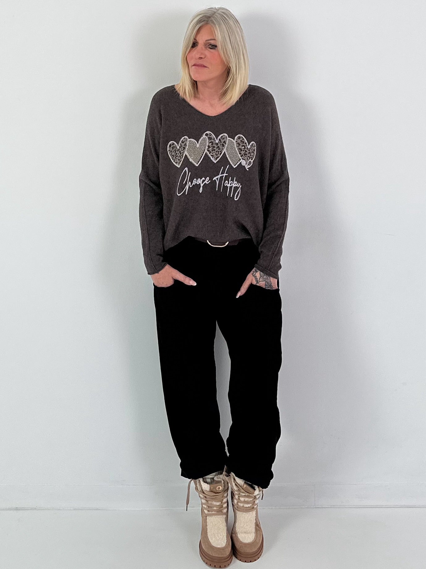 Corduroy trousers model "Casual Comfort" - black