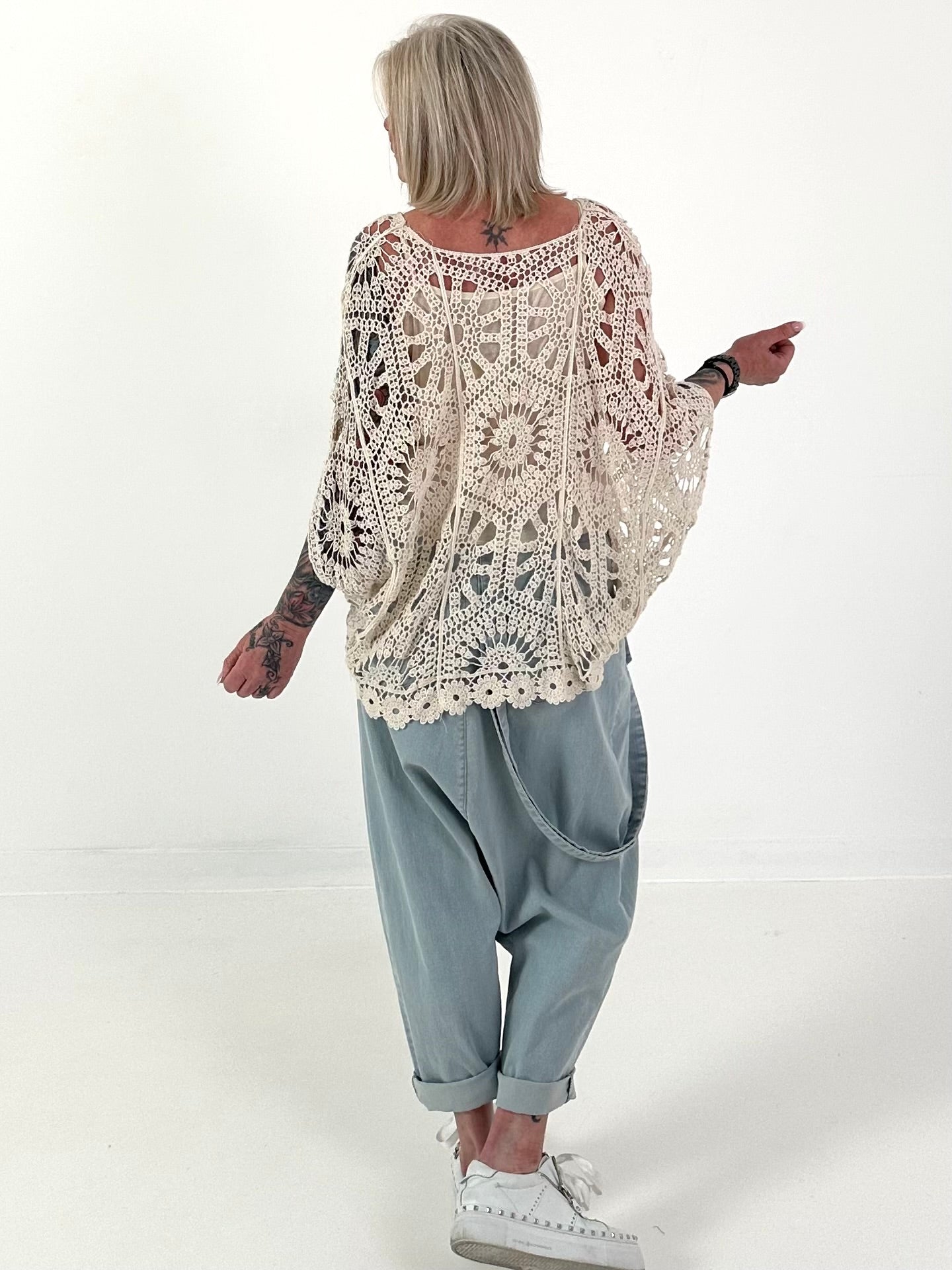 Häkelshirt mit Top - beige