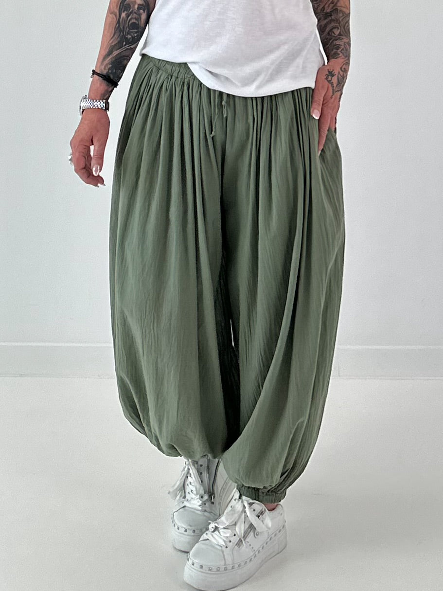 Light harem pants - olive
