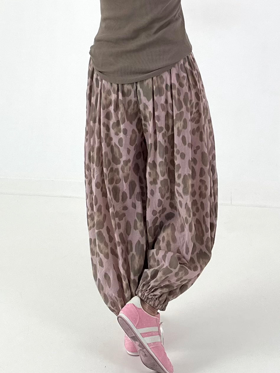 Leichte Pumphose mit stylischem Print  - rosa-mehrfarbig