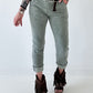 Hose stone washed mit Gürtel - khaki