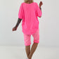 T-Shirt mit Häkelstern-Nieten-Cut-Outs - neonpink
