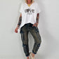 T-Shirt mit Strassdetail - weiss