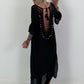 Ibiza Kleid mit Häkeleinsätzen - schwarz