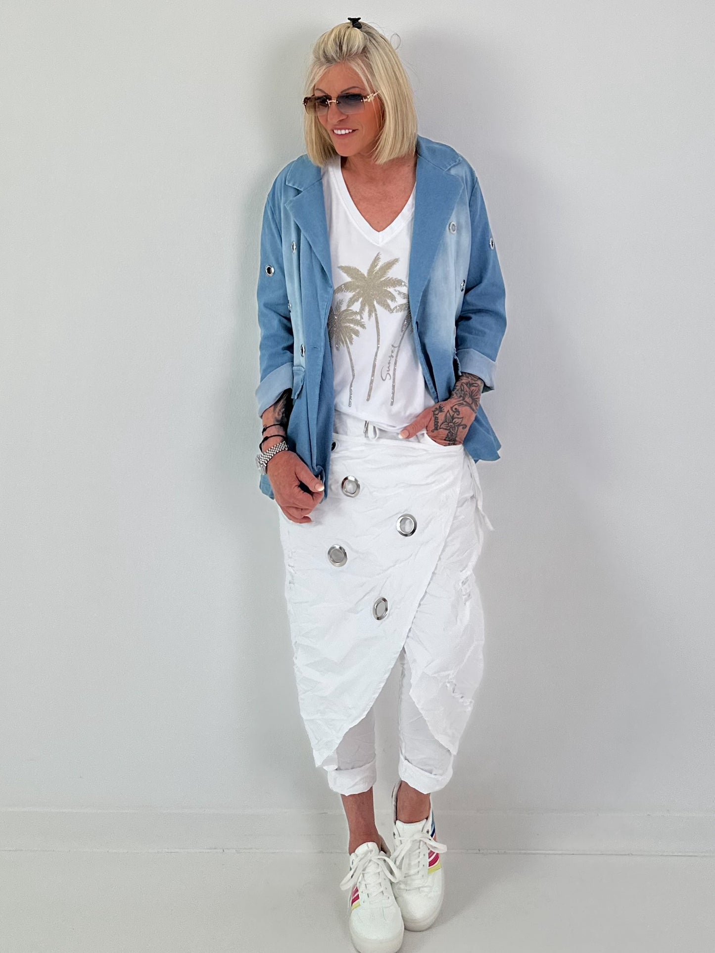 Jeans Blazer mit Ösendetails