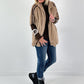 Bontjas met gebreide mouwen, model "Fluffline" - taupe