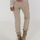 Vegan leather trousers with patch - beige