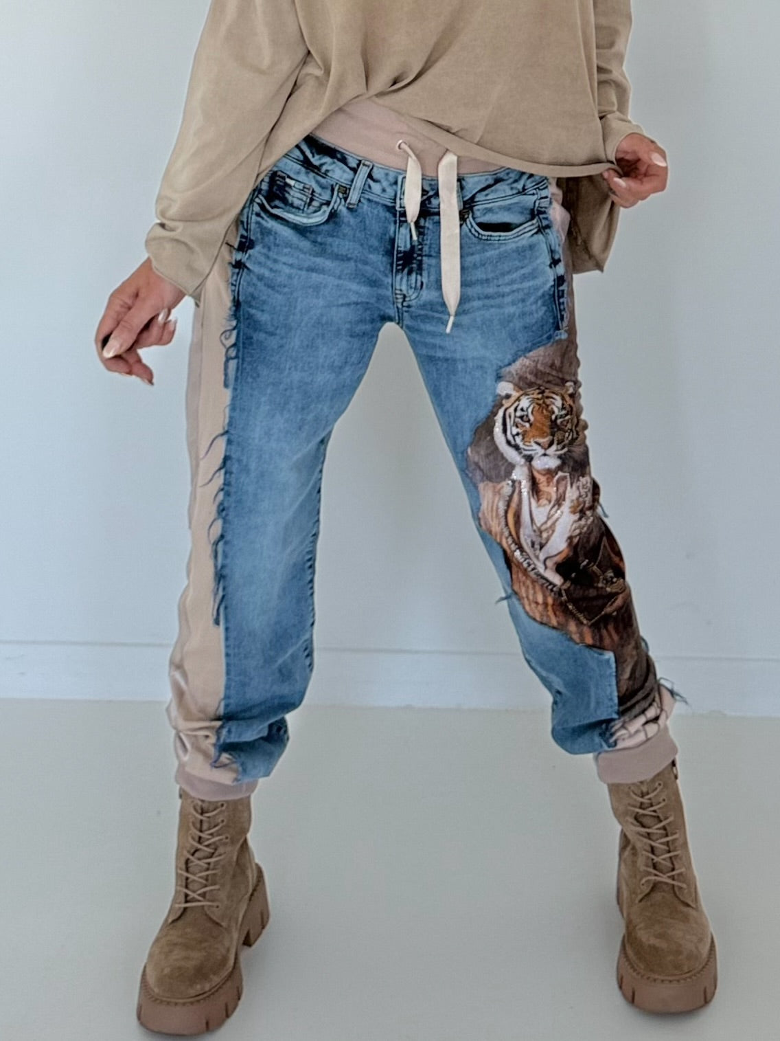 Jogg-Jeans im Used Look Tiger - denim