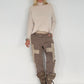 Sweathose im Materialmix - taupe-beige