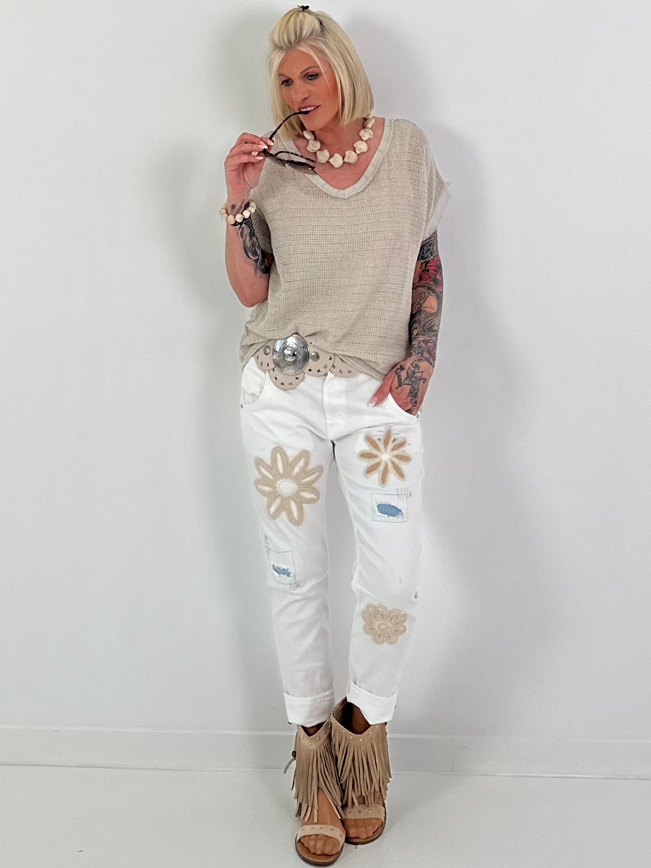 Mesh shirt - beige