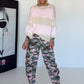 Cozy striped sweater - beige-rose