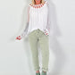 Silk Tunic with Crocheted Neckline - White