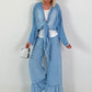 Jeansblouse met strikknoop - lichtblauw