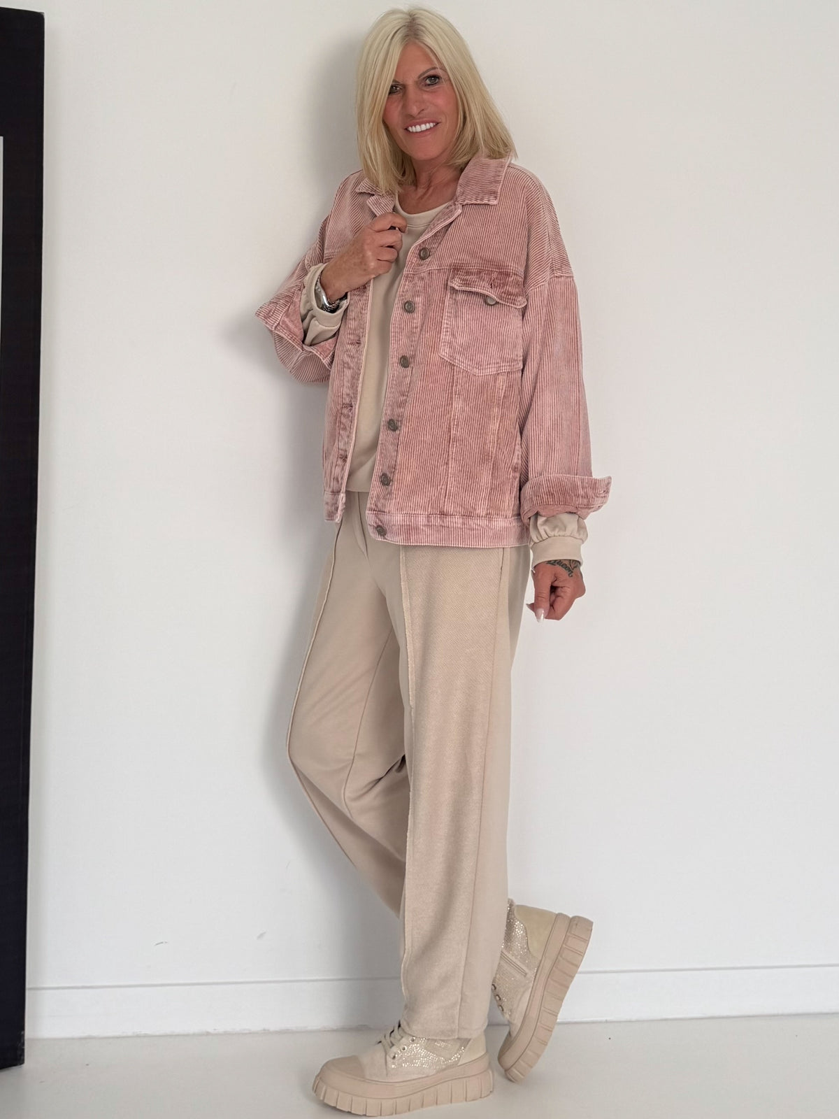 Oversized Cordjacke - rosa