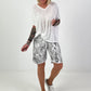 Feinstrick T-Shirt mit V-Ausschnitt - weiss