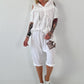 Linen Shirt with Off-Shoulder Cut-Outs Leo - beige