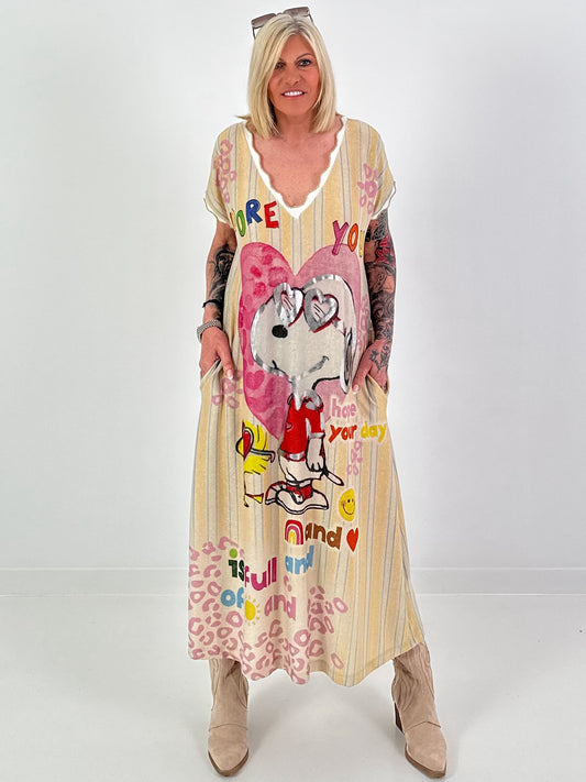 Knitted dress with lurex and dog print - multicolored