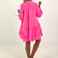 Tunic/dress with floral pattern - neon pink
