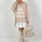 Oversized shirt model "KEEP CALM" - beige