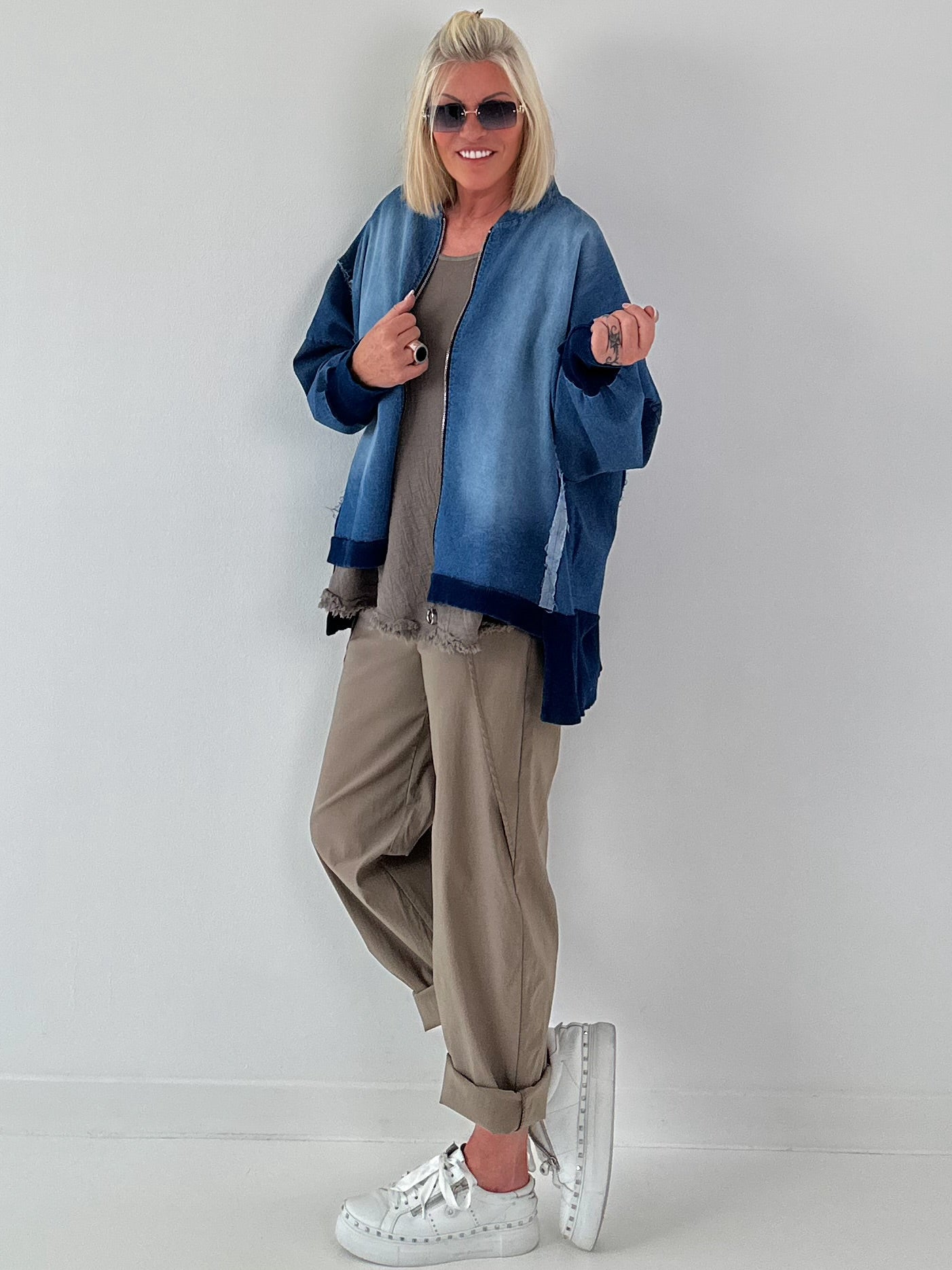 Oversized Jeansjacke - dunkelblau