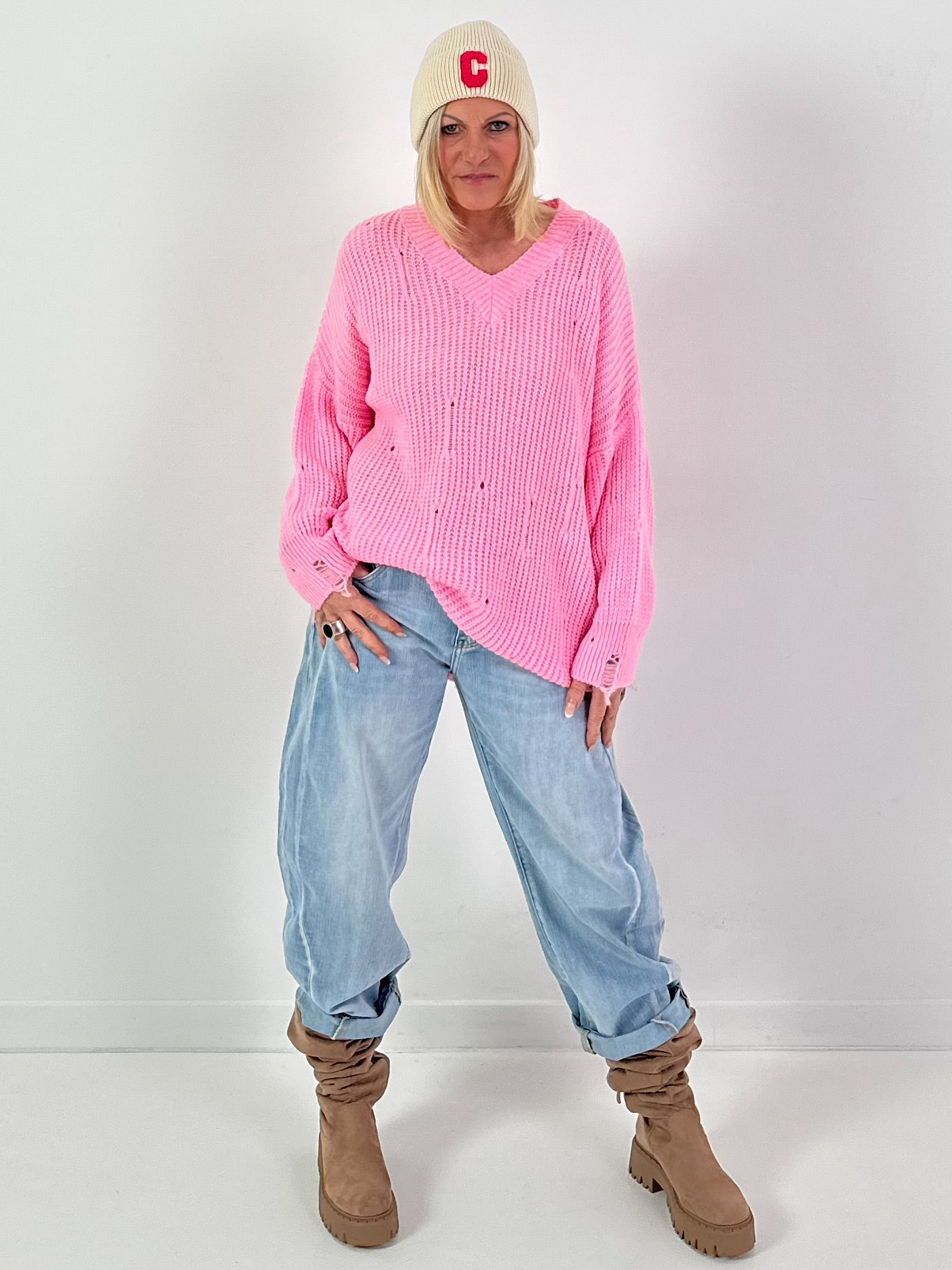 Trui model "Raw Rib" - roze