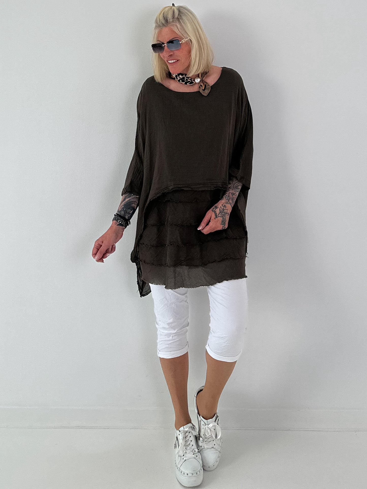Tunika im Layer-Look - schoko