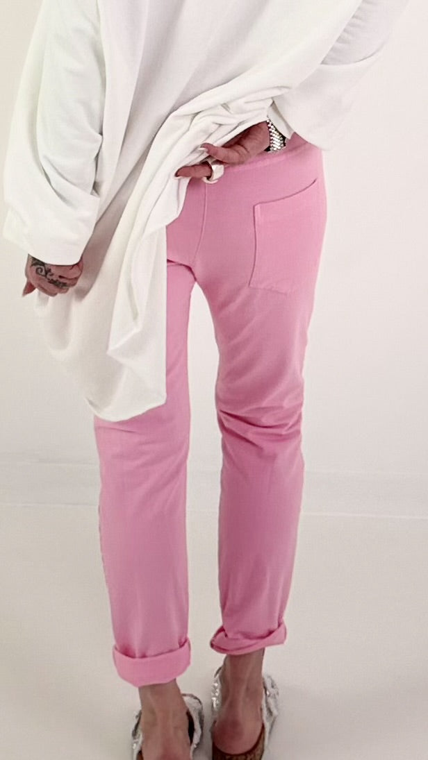 Sweatpants with large patch pockets - pink