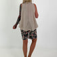 Ballon Blusen Top mit V-Neck - beige
