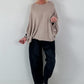 Oversized Pullover mit raffinierten Details - taupe