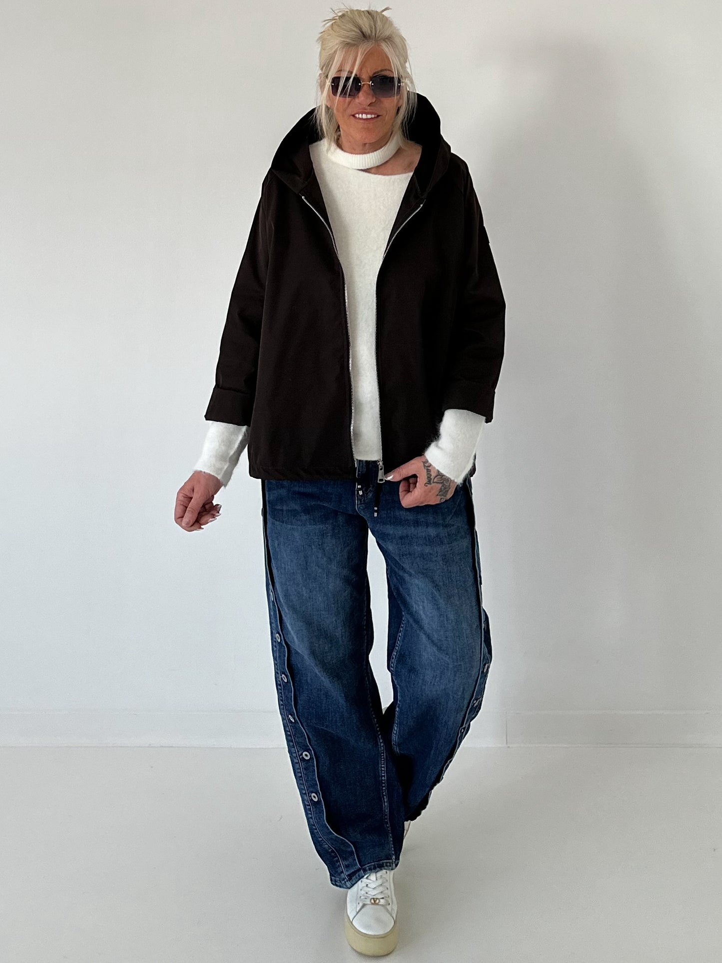 Lightweight hooded jacket - mocha