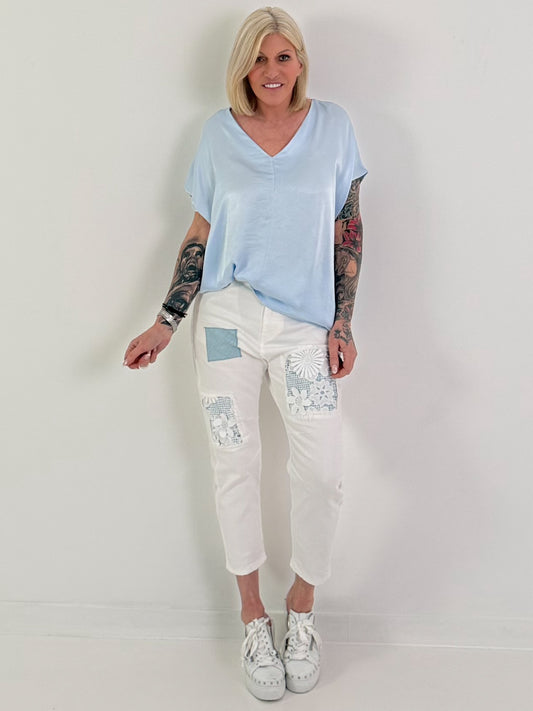 Shirt in Satin Optik - hellblau