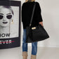 Tasche in Lederoptik mit Twist Lock Verschluss - schwarz
