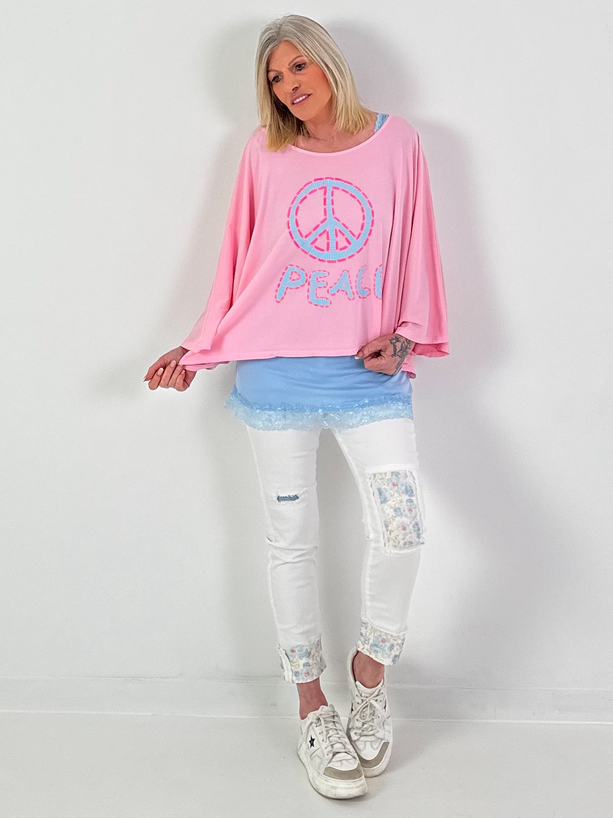 Oversized Shirt Peace - rosa