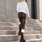 Hose im Materialmix City Statement - mokka