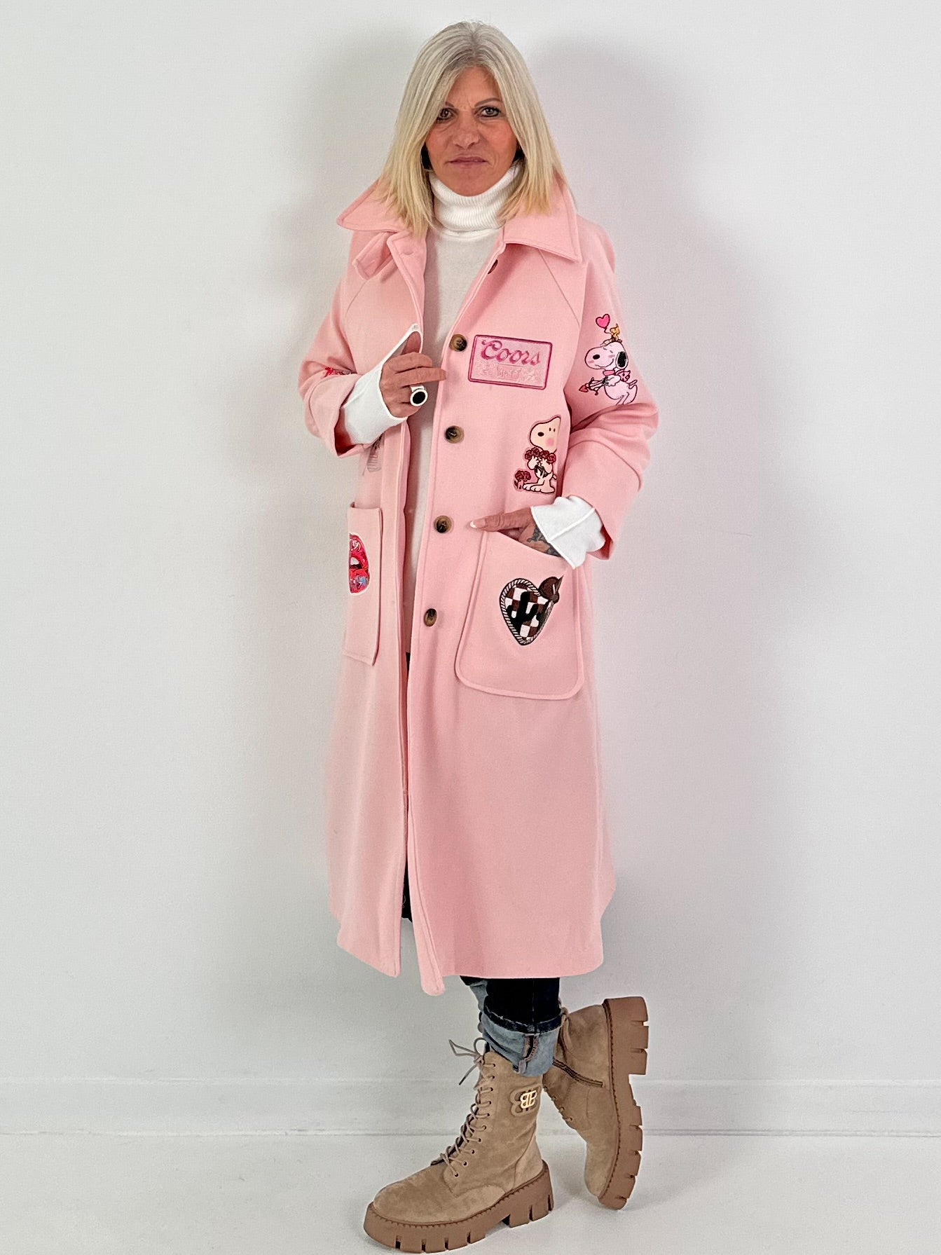 Mantel mit Schal Modell "Vintage Whimsy" - rosa