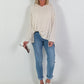Fine Knit Hoodie - Beige