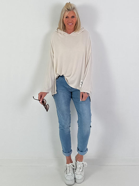 Feinstrick Hoodie - beige