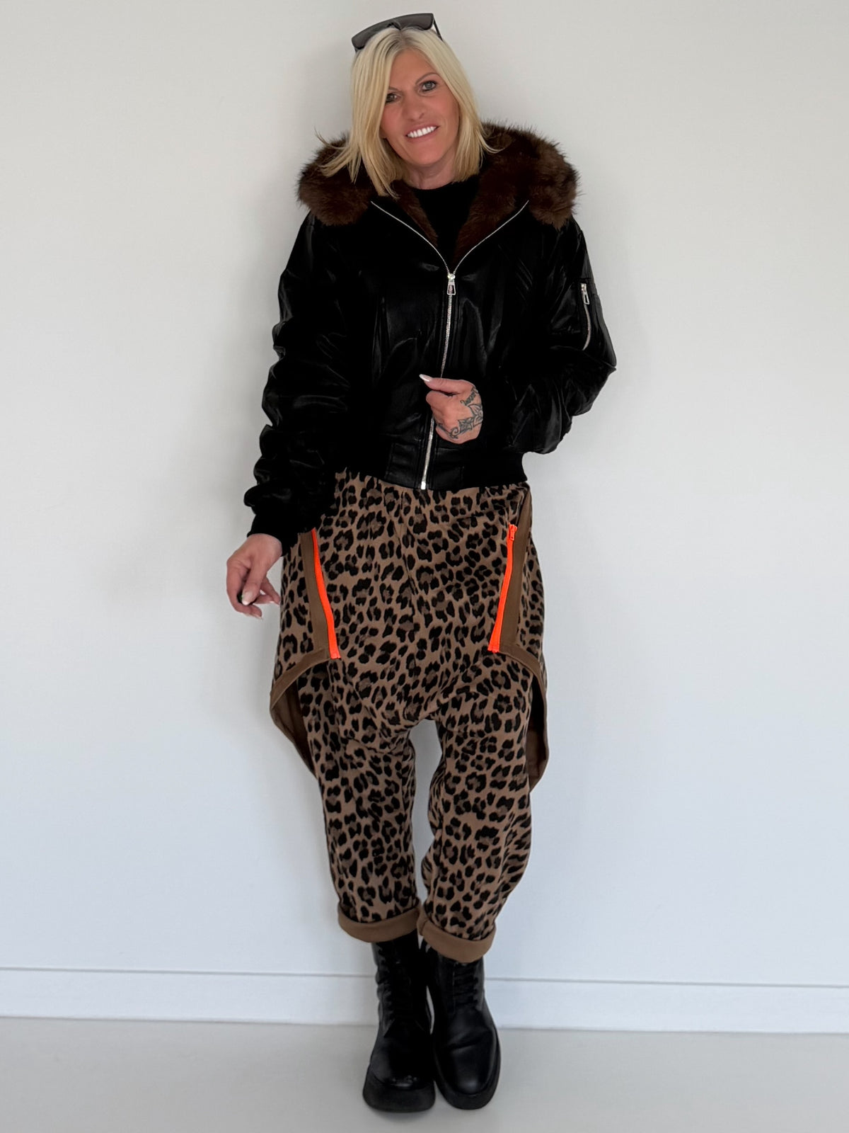Haremhose im Leo-Print - karamell-mehrfarbig