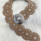 Decorative belt with stud and eyelet details - taupe