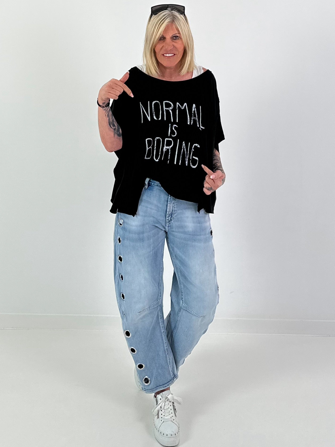 Oversized Shirt Normal is Boring - black