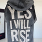 Mantel mit Kapuze Yes I Will Rise - mausgrau