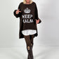 Oversized shirt model "KEEP CALM" - coffee