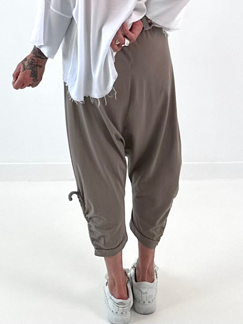 Sweatshirt Baggy mit Beinraffung - taupe