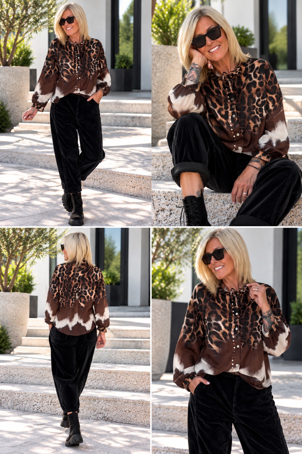 Bluse im Animal Print - leo-mehrfarbig