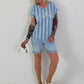 Jeansshirt mit Streifen- hellblau