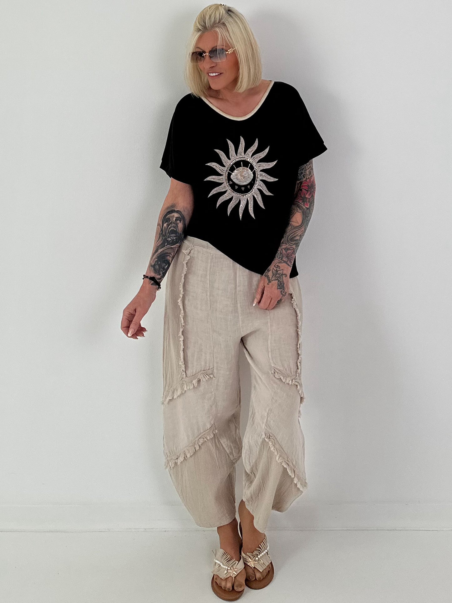 Fine knit shirt Sun with lurex - black