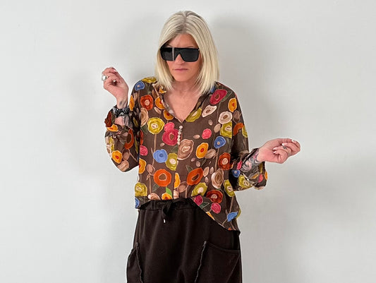 Tuniek model "Flower" - chocolade-veelkleurig